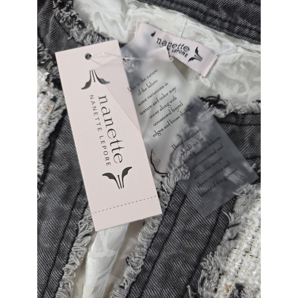 Nanette Lepore Boucle Tweed Blazer Jacket Ivory Black NWT Size Small - Picture 9 of 13
